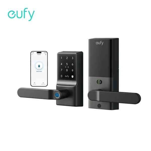 eufy Smart Lock C33 Fingerprint Keyless Door Lock with Handle Built-in Wi-Fi APP Remote Control Biometric Door Knob Auto Lock